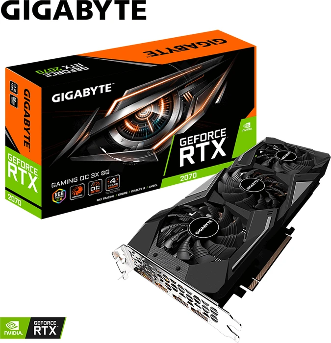 GIGABYTE GeForce RTX 2070 Gaming OC 3X 8G, 8GB GDDR6, HDMI, 3x DP