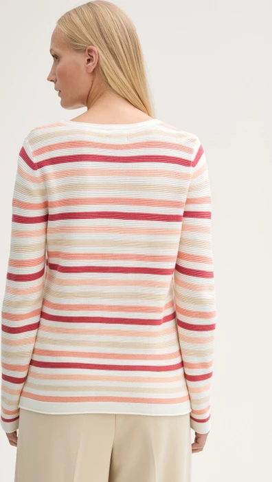 Tom Tailor Rundhalsausschnitt Strickpullover peachy knit stripe design (Damen)