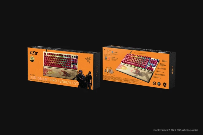 Razer Huntsman V3 Pro Tenkeyless, Counter-Strike 2 Dragon Lore Edition, gold/rot, LEDs RGB, Razer Analog Optical Switch Gen-2, USB, US