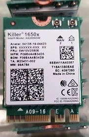 Rivet Networks Killer Wi-Fi 6 AX1650x, 2.4GHz/5GHz WLAN, Bluetooth 5.1, M.2/A-E-Key (KILLER1650X.01)