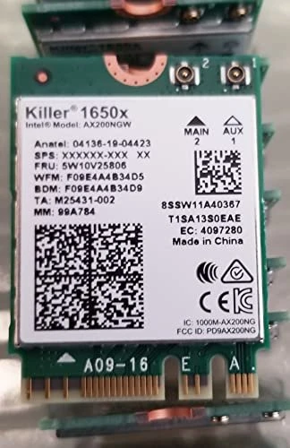 Rivet Networks Killer Wi-Fi 6 AX1650x, 2.4GHz/5GHz WLAN, Bluetooth 5.1, M.2/A-E-Key