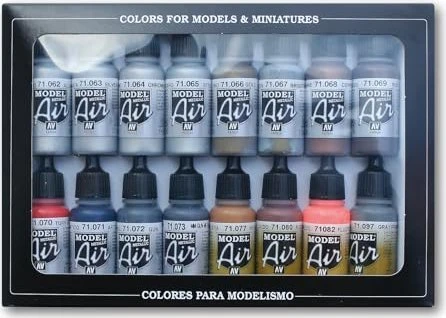 Vallejo Model Air Metallic Colors Farbset, 16-tlg.
