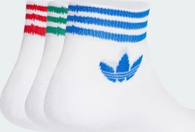 adidas Trefoil Ankle Socken white/better scarlet/blue/green, 3 Paare