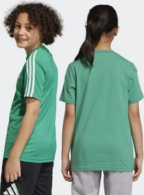 adidas Essentials 3-Streifen Cotton T-Shirt kurzarm semi court green/white (Junior)