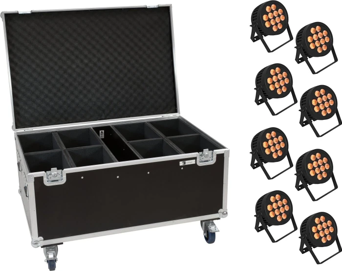 Eurolite Set 8x LED IP PAR 12x9W SCL Spot + Case mit Rollen (20000885)