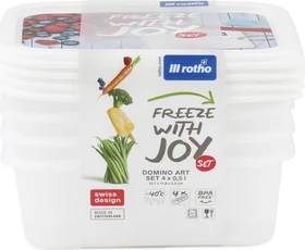 Rotho Domino Gefrierdose Aufbewahrungsbehälter 500ml, 4 Stück