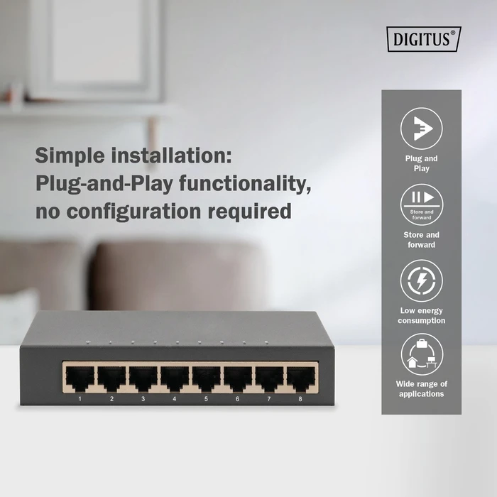 Digitus DN-800 Desktop Gigabit Switch, 8x RJ-45