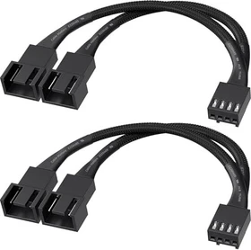 Cable Matters 4-Pin auf 2x 4-Pin Verteiler, sleeved, 10cm, schwarz, 2er-Pack