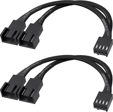 Cable Matters 4-Pin auf 2x 4-Pin Verteiler, sleeved, 10cm, schwarz, 2er-Pack