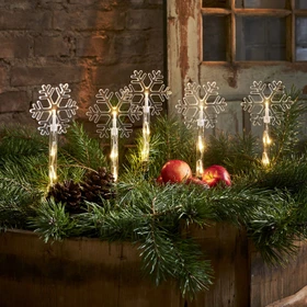 Star Trading Wandy Schneeflocken Spießleuchten-Set LED 5x warmweiß, 5 Stück