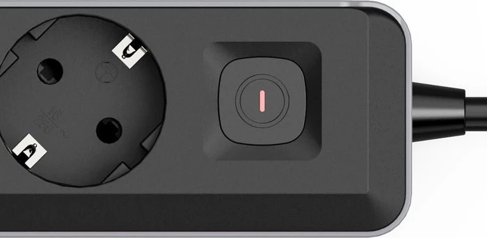 Hama Steckdosenleiste mit Schalter, 2-fach, 1x USB-A/2x USB-C 65W USB-PD, 1.4m, schwarz/grau