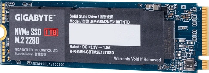 GIGABYTE NVMe SSD M.2 2280 1TB, M.2 2280 / M-Key / PCIe 3.0 x4