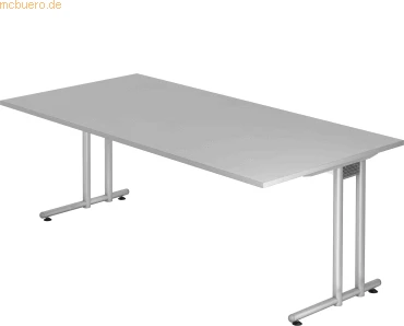 Hammerbacher Ergonomic N-Serie NS2E/5 Schreibtisch 200x100cm grau/silber