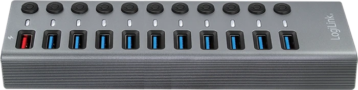 LogiLink USB-Hub mit Ladeanschluss, 10x USB-A 3.0, USB-B 3.0 [Buchse]