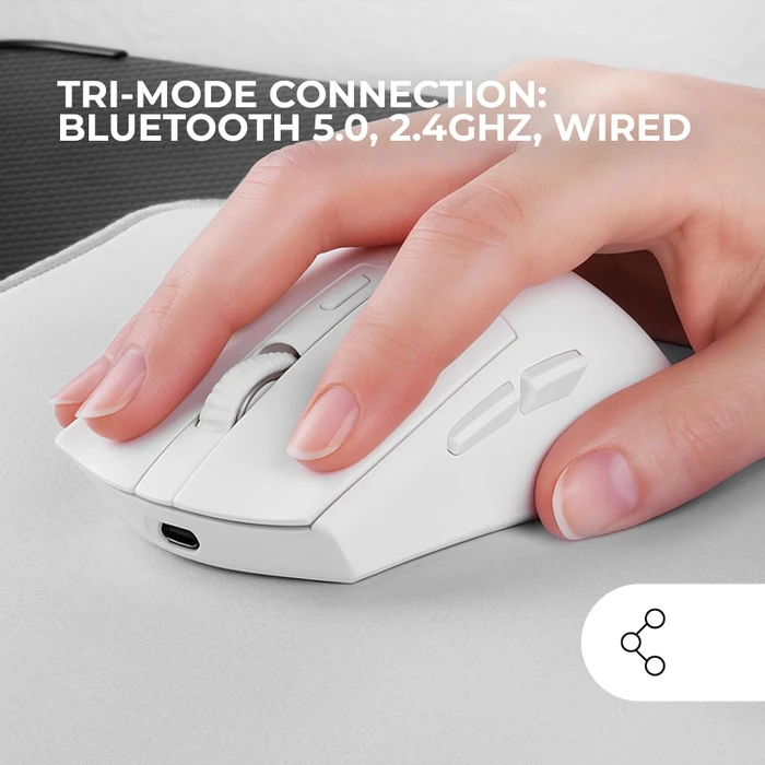 Mars Gaming MM-T3 Tri-Mode Wireless mit Ladestation, weiß, USB/Bluetooth
