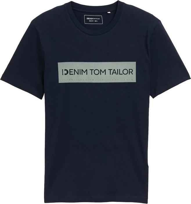 Tom Tailor Basic mit Logo-Print T-Shirt kurzarm pure nvay (Herren)