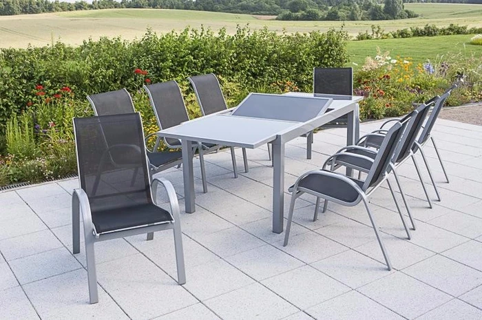 Merxx Amalfi Gartenmöbel-Set schwarz/silber, 7-tlg.