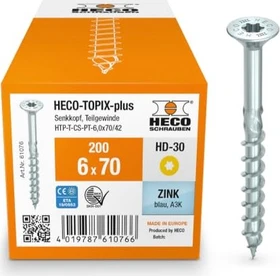 HECO TOPIX-plus verzinkt blau A3K Torx T30 Holzschraube, 6x70mm, 200 Stück