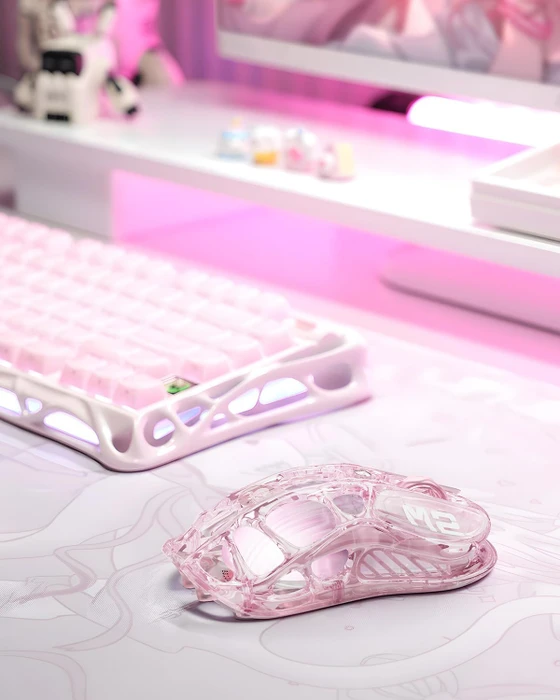 GravaStar Mercury M2 Wireless Gaming Mouse, Crystal Rose, USB/Bluetooth