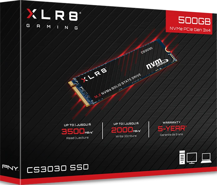PNY XLR8 CS3030 500GB, M.2 2280 / M-Key / PCIe 3.0 x4