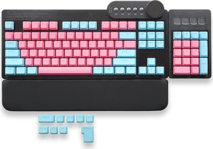 Mountain Mineral Keycap Set, Kunststoff (PBT) Double-Shot, blau/rosa, 113 Tasten (104+9), ANSI-US