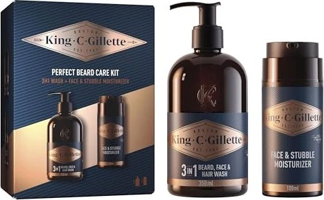 Gillette King C. Perfect Beard Ritual Creme 100ml + 3in1 Gel 350ml Geschenkset