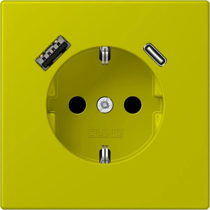 Jung Serie LS SCHUKO-Steckdose mit USB-Ladegerät Safety+, vert olive vif