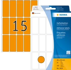 Herma Vielzwecketiketten, 20x50mm, orange, 24 Blatt (360 Etiketten)
