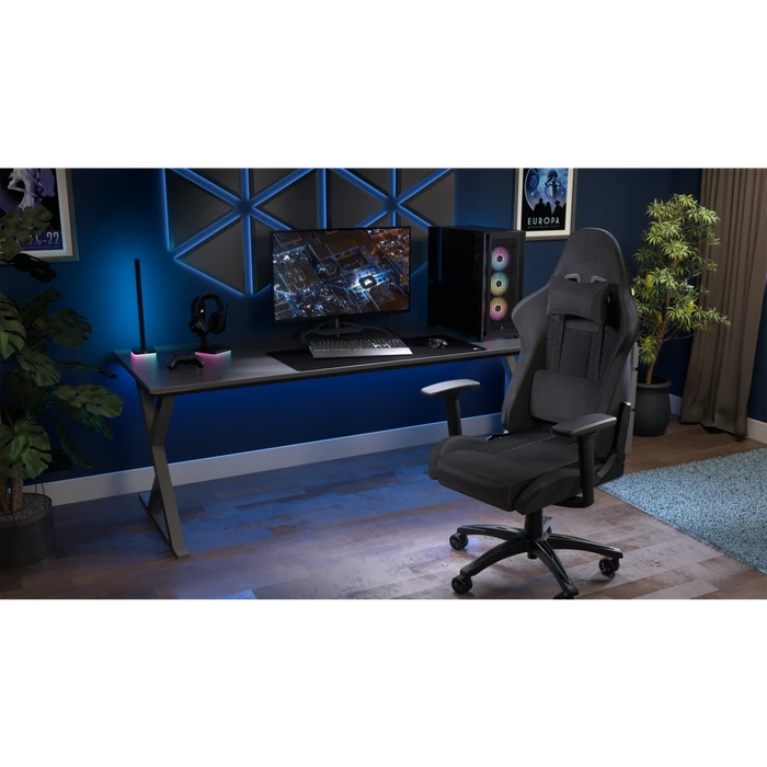 Corsair TC100 Relaxed Soft Fabric Gamingstuhl, schwarz/grau