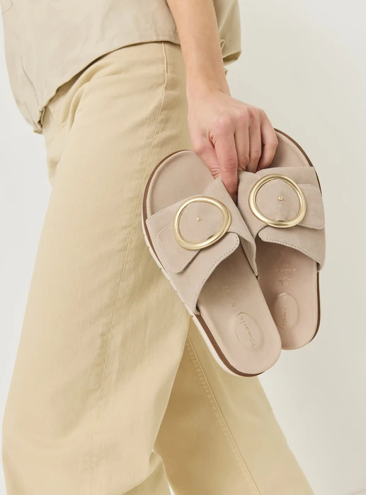 Tamaris Lederpantolette beige (Damen)