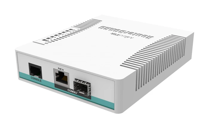 MikroTik Cloud Router Switch CRS106 Desktop Gigabit Smart Switch, 5x SFP, 1x RJ-45/SFP, PoE PD