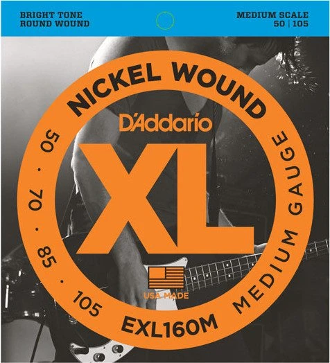 D'Addario XL Nickel Wound Bass Medium, Medium Scale