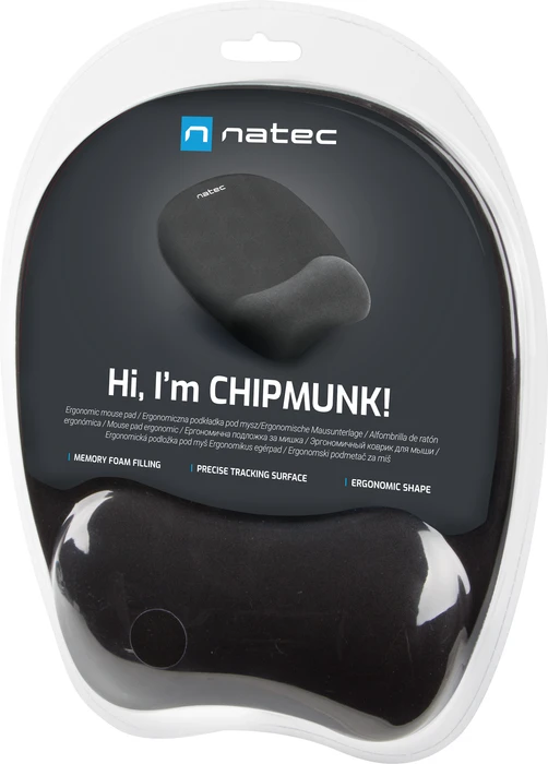 Natec Chipmunk Ergonomisches Mauspad mit Handballenauflage schwarz