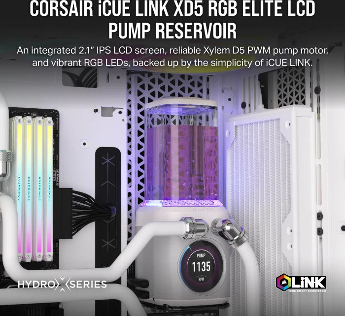 Corsair iCUE LINK XD5 RGB Elite LCD, weiß, mit Pumpe