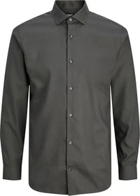 Jack & Jones Slim Fit Basic Hemd langarm dark grey melange (Herren)
