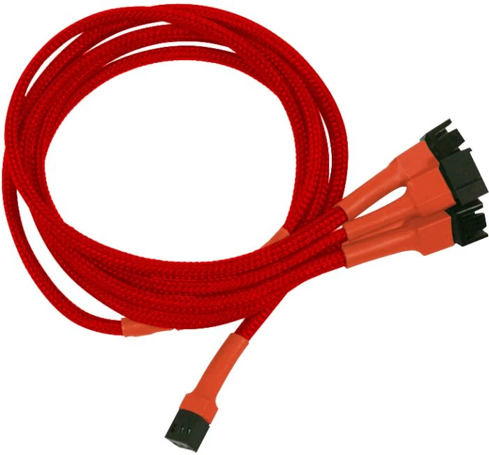 Nanoxia 3-Pin auf 4x 3-Pin Verteiler, sleeved, 60cm, rot