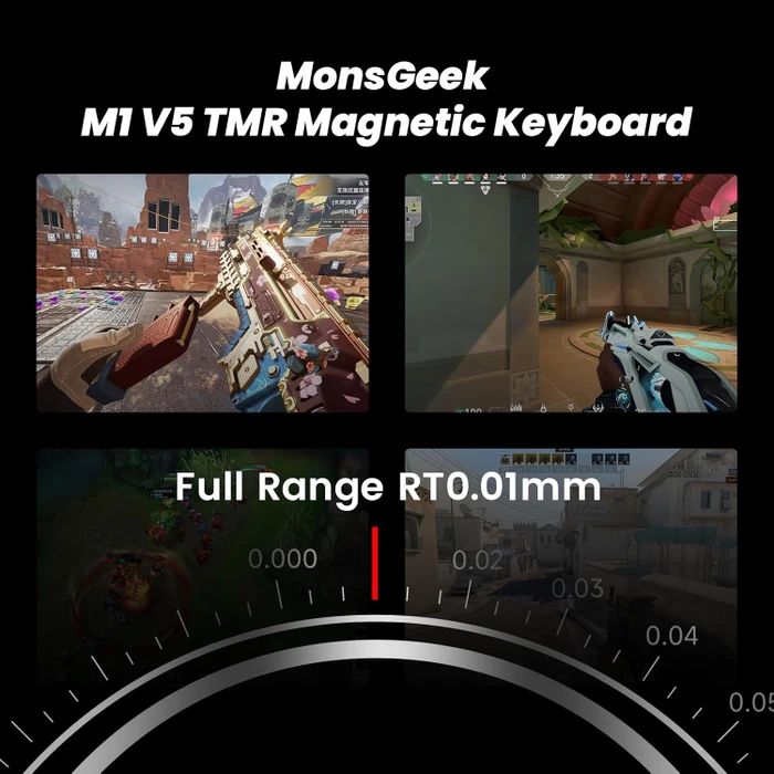 Akko Monsgeek M1 V5 TMR Mechanical Keyboard, Black & Silver, LEDs RGB, hot-swap, AstroAim Magnetic, USB/Bluetooth, DE