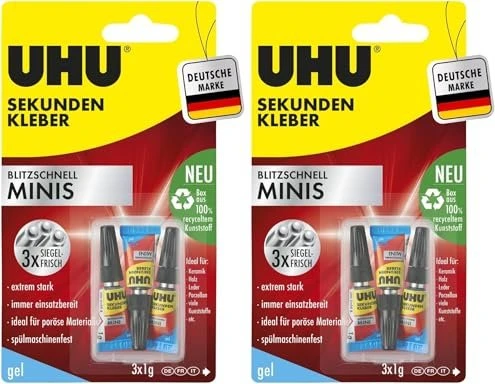 UHU Minis Sekundenkleber, 3g (3x 1g)