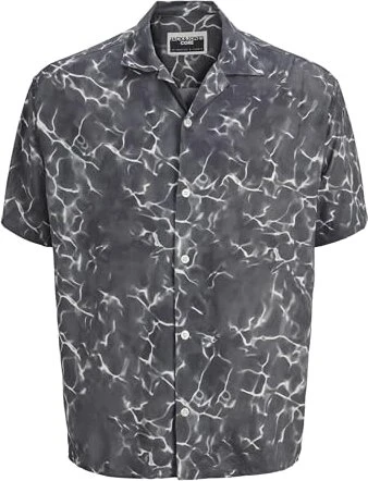 Jack & Jones Wide Fit Hemd kurzarm schwarz (Herren)