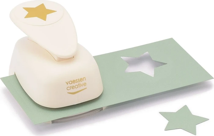 Vaessen Creative Hebel-Motivstanzer Jumbo, Stern, gold/weiß, 48x45mm