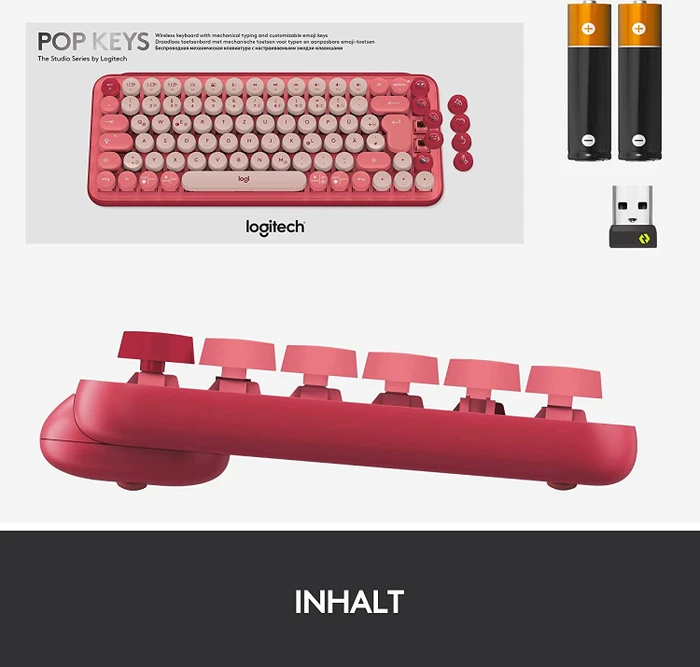Logitech POP Keys Wireless Mechanical Keyboard, Logi Bolt, Heartbreaker, TTC BROWN, USB/Bluetooth, FR