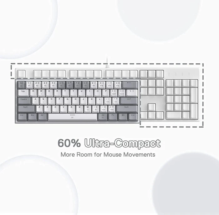Redragon K617 Fizz, 60%, weiß/grau, LEDs RGB, hot-swap, Outemu Red, USB, US