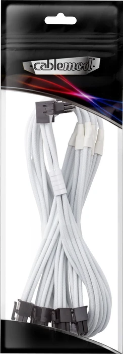CableMod C-Series Pro, 12VHPWR Kabel, Corsair Type 4, 4x 8-Pin PCIe Stecker auf 16-Pin PCIe 5.0 12VHPWR Stecker, Adapterkabel, 90°, Variante A, weiß, 60cm