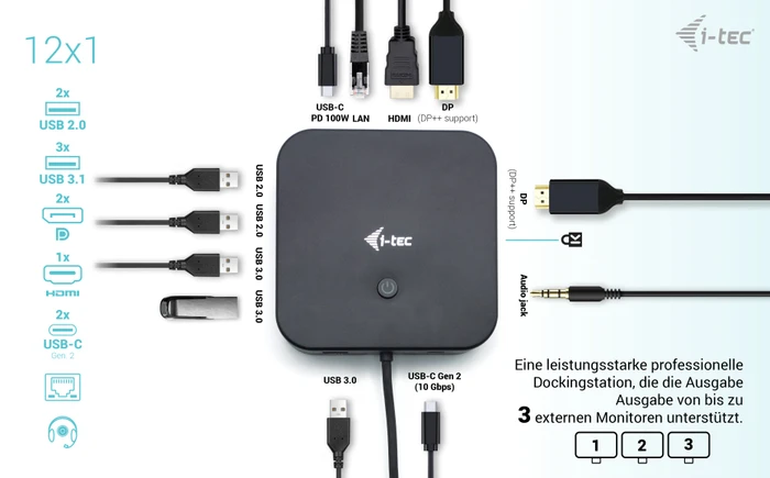 i-tec Dual DP Docking Station, USB-C 3.1 [Stecker]