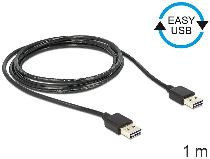 DeLOCK EASY-USB 2.0 Kabel, USB-A [Stecker] auf USB-A [Stecker], 1m