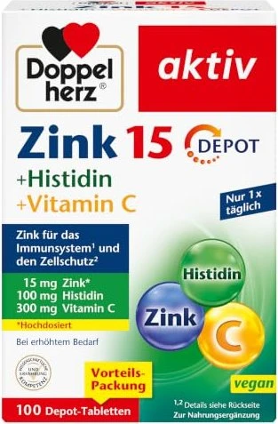 Doppelherz aktiv Zink + Histidin + Vitamin C Depot Tabletten, 100 Stück