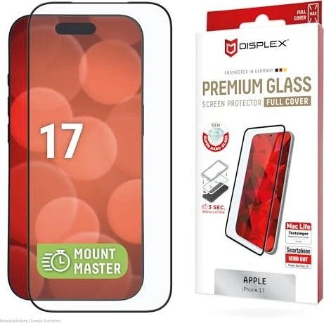 Displex Premium Glass mit Mount Master für Apple iPhone 17
