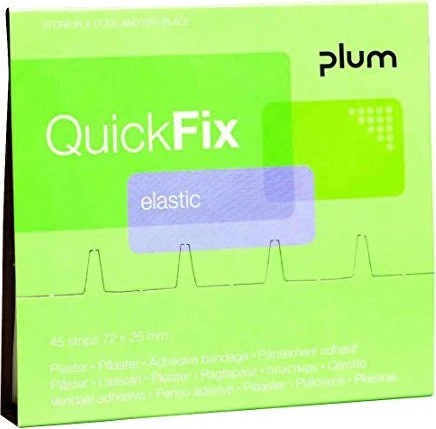 Plum QuickFix Elastic Pflasterstrips Nachfüllpack, 2.5 x 7.2cm, 45 Stück