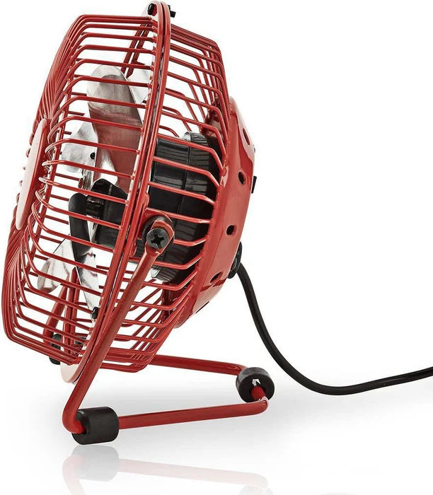 Nedis FNDK1RD10 USB Mini Tischventilator aus Metall 10cm rot