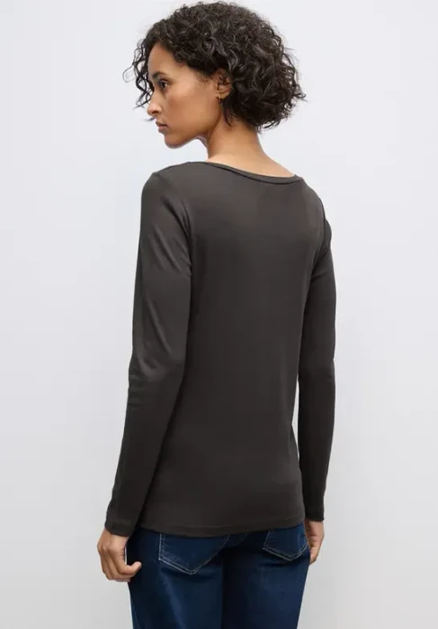 Street One Basic Shirt langarm darkest brown (Damen)